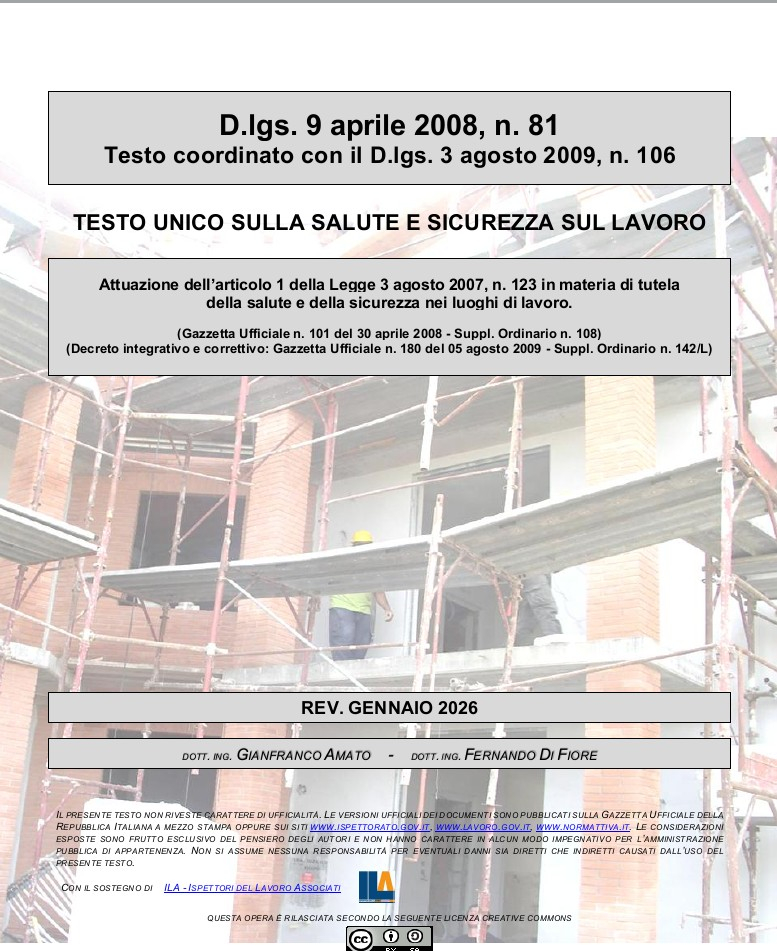 Testo Unico Sicurezza sul Lavoro aggiornato a gennaio 2026